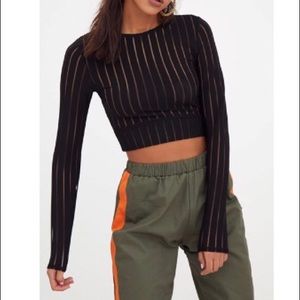Pretty little thing mesh long sleeve crop top